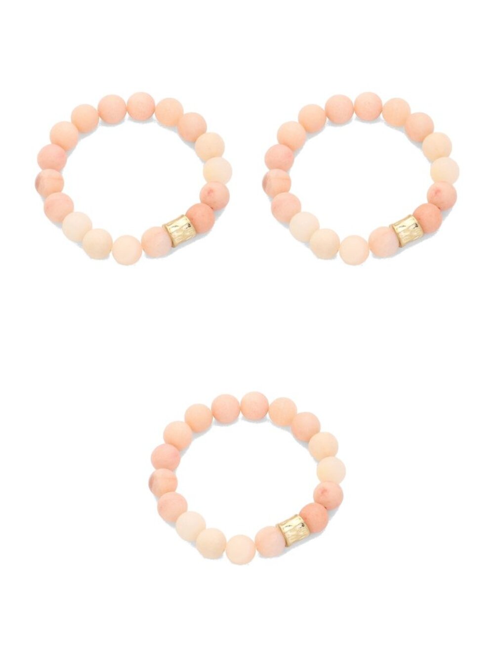 3 Matching Peach Aventurine Bracelets - Bridesmaid Friendship Set, Stretch